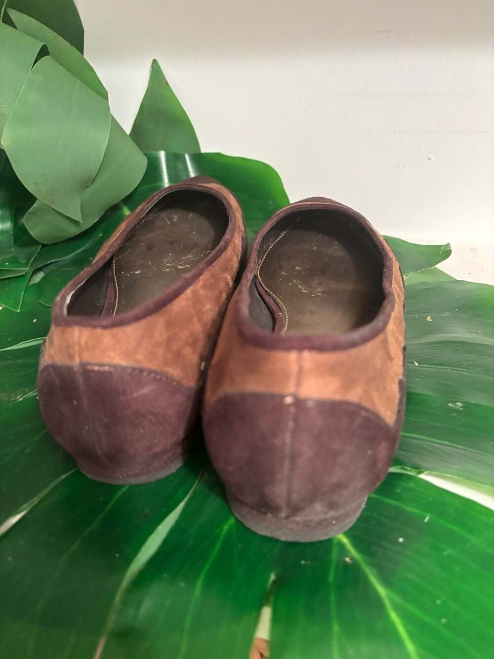 Pesaro Poppy Brown Two-Tone Faux Suede Almond-Toe Flats - Picture 5 of 5